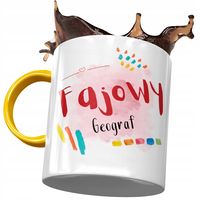 Kubek Żółty Dla Geografa Fajowy Geograf Prezent Z Nadrukiem Ze Zdjęciem