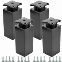 Nóżka nóżka stopka meblowa 40x40, H-150mm, regulacja, Czarny połysk, 4 szt