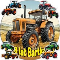 OPŁATEK NA TORT 20CM - TRAKTOR DEKORACJA URODZINOWA + IMIĘ 15CM 18CM
