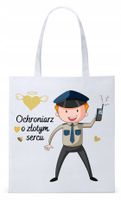 Torba Biała Eco Shopper Dla Ochroniarza Prezent Z Nadrukiem Ze Zdjęciem