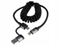Kabel do ładowania i synchronizacji spiralny, 50-150 cm USB/C>USB-C max 60W