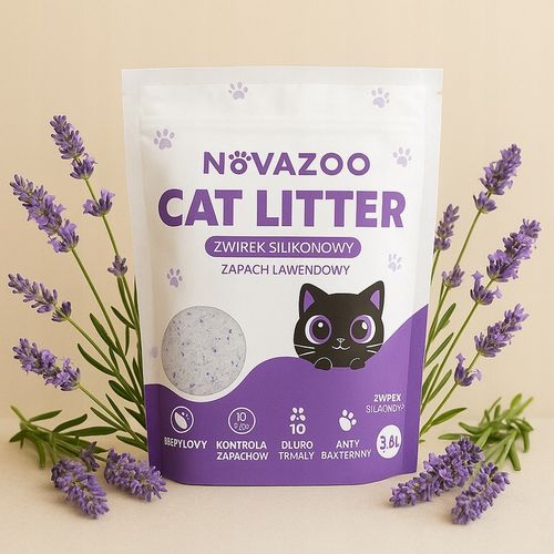 8x ŻWIREK SILIKONOWY LAWENDOWY BEZPYŁOWY PREMIUM DLA KOTA NOVAZOO 3.8L na Arena.pl