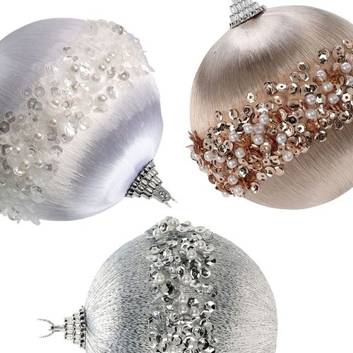 12x Bombki Choinkowe Świąteczne Nietłukące Białe Szampańskie Srebrne Zestaw na Arena.pl