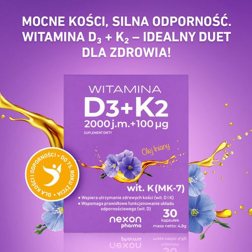 Nexon Witamina D3+K2 (2000J.M+100Mcg) 30 kaps. na Arena.pl