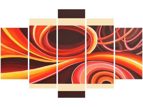70 100CM OBRAZ 5 ELEM POMARAŃCZOWY WIR DRUK PŁÓTNO na Arena.pl