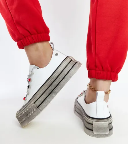 Białe sneakersy na platformie GOE NN2N4054 41 na Arena.pl