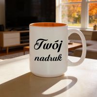 Duży kubek XXL z pomarańczowym wnętrzem z Twoim nadrukiem