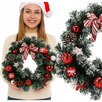 Stroik Świąteczny Wianek na Drzwi Stół Wieniec Bożonarodzeniowy Ozdoba 40cm