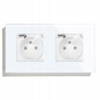 GNIAZDKO ELEKTRYCZNE SZKLANE PODWÓJNE HERMETYCZNE Z KLAPKĄ IP44 GNIAZDO 230