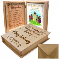 PUDEŁKO Z BIBLIĄ PISMO ŚWIĘTE PAMIĄTKA PIERWSZEJ KOMUNII ŚWIĘTEJ PREZENT