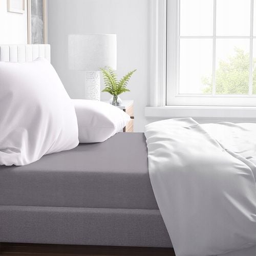 Bawełniane Prześcieradło z Gumką 160x200 Miękkie Kolor Jasnoszary na Arena.pl