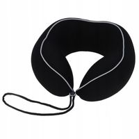 PODUSZKA PODRÓŻNA Z PIANKI POLIESTER SPANDEX 25X25X11CM CZARNA