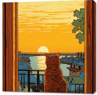 Obraz 100x100cm Zachód przez Kocie Oczy