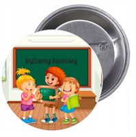 Przypinki buttony HIT DYŻURNY KLASOWY z grafiką