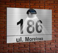 TABLICZKA ADRESOWA oświetlona numer domu dibond SREBRNA aluminiowa 40x30