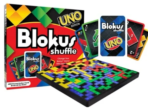 GRA RODZINNA BLOKUS SHUFFLE EDYCJA Z KARTAMI UNO na Arena.pl