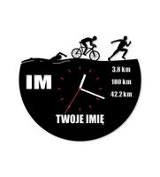 Zegar ścienny z płyty winylowej Triathlon IM z imieniem 50.8