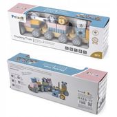 Viga Drewniana Kolejka z wagonikami i zwierzątkami ZOO klocki Pociąg