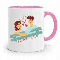 Kubek Różowy Dla Dziewczyny I Love You Z Nadrukiem Ze Zdjęciem