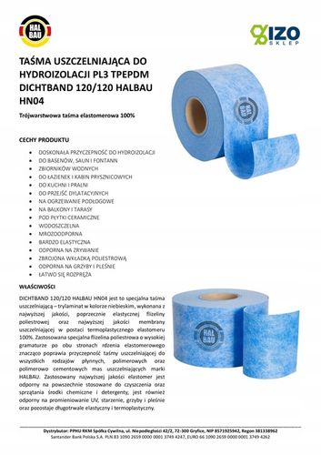 Taśma do Hydroizolacji 10mb Łazienka 120mm HN04 na Arena.pl