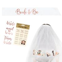 Akcesoria na wieczór panieński Bride to Be welon szarfa tatuaże