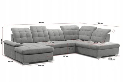 Nowoczesny komfortowy Narożnik PAULINE z Pojemnikiem na Pościel lewy na Arena.pl