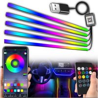 Światłowód do Samochodu Oświetlenie Ambient LED RGB 7m APKA+PILOT ZESTAW XL