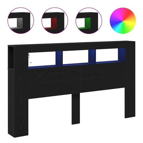 Wezgłowie LED z półką Czarny dąb 180 x 18.5 x 103.5 cm na Arena.pl