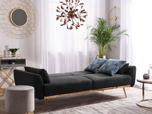 Sofa rozkładana welurowa czarna EINA na Arena.pl