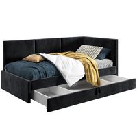Łóżko młodzieżowe 120x200 Supreme Toni, Czarny, Szuflada