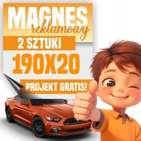 Profesjonalny Magnes 190x20 cm na Samochód - Twoja Reklama LOGO - 2 sztuki