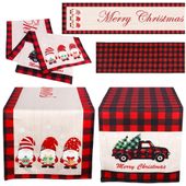 bieżnik świąteczny czerwony krata Boże Narodzenie 140x35 cm