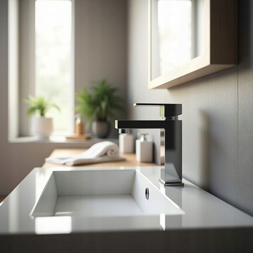 BATERIA ŁAZIENKOWA UMYWALKOWA KRAN STOJĄCA KWADRAT DO UMYWALKI CUBE na Arena.pl