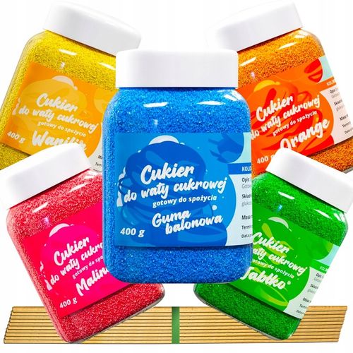 CUKIER KOLOROWY do waty cukrowej 5x400g smakowy MIX gratis 10szt na Arena.pl