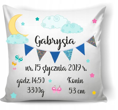 PODUSZKA METRYCZKA prezent CHRZEST roczek urodziny na Arena.pl