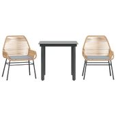 3-częściowy zestaw ogrodowy poduszkami brązowy polirattan szkło