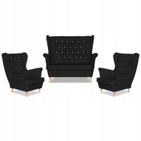 Zestaw uszak Gaja ekoskóra skaj sofa fotele Family Meble czarny