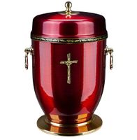 Piękna czerwona metalowa urna kremacyjna na prochy
