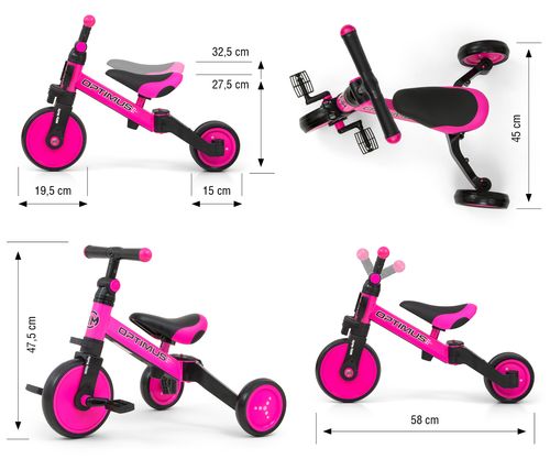 Milly Mally Rowerek 3w1 Optimus Pink na Arena.pl