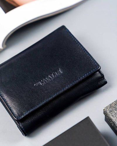 mały, poziomy portfel damski ze skóry naturalnej na zatrzask - 4u cavaldi na Arena.pl