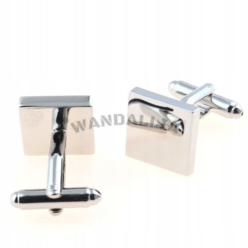 WANDALLIA Spinki do mankietów SP-MN-190 Kwadratowe Srebrne Stylowe Ślubne na Arena.pl