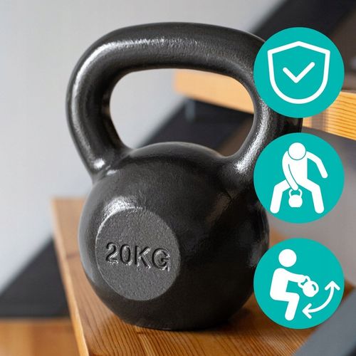 KETTLEBELL ODWAŻNIK DO ĆWICZEŃ KETTLE HANTLA HANTEL ŻELIWNY FITNESS 20KG na Arena.pl