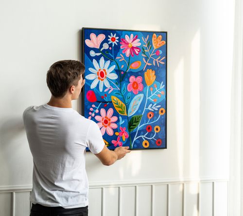 Plakat ramka kwiaty abstrakcja 61x91 cm w czarnej ramie na Arena.pl