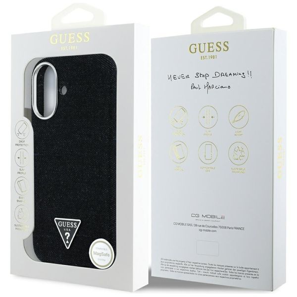 Etui Guess Denim Triangle Logo MagSafe do iPhone 16 czarny zdjęcie 8
