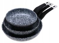 KOMPLET PATELNI Granitowych 3x Patelnia Granitowa Zestaw 20/24/28cm 6361