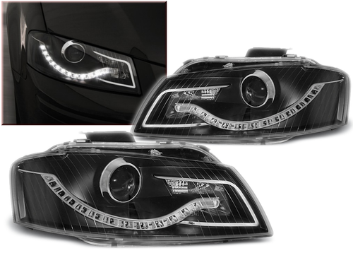 Lampy Reflektory AUDI A3 8P Od 2003 Do 2008 DAYLIGHT BLACK GRATIS  ŻARÓWKI na Arena.pl