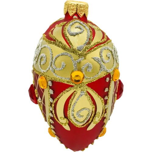 Bombka choinkowa szklaSerce ze złotymi zdobieniami i kryształkami: czerwone na Arena.pl