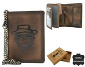 duży, skórzany portfel męski z łańcuszkiem
