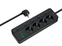 Przedłużacz sieciowy PS-450M 4-Gniazda 2xUSB+USB-C 5m czarny 3x1mm