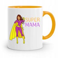 Kubek Żółty Prezent Dla Super Mamy Matki Mamusi Z Nadrukiem Ze Zdjęciem